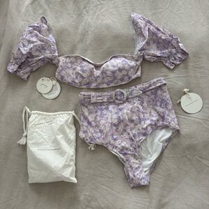 Peony swimwear Floral Purple Bikini Set